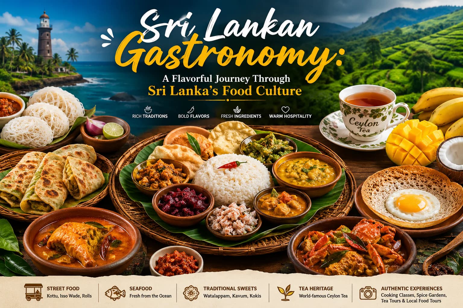 Sri Lankan Gastronomy: A Flavorful Journey Through Sri Lanka’s Food Culture create image for suitable